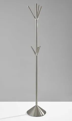 12" X 68" Brushed Steel Brushed steel pyramid Coat Rack