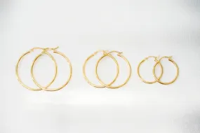 3 Pairs of Plain Gold Hoops – Timeless Essentials for Every Day