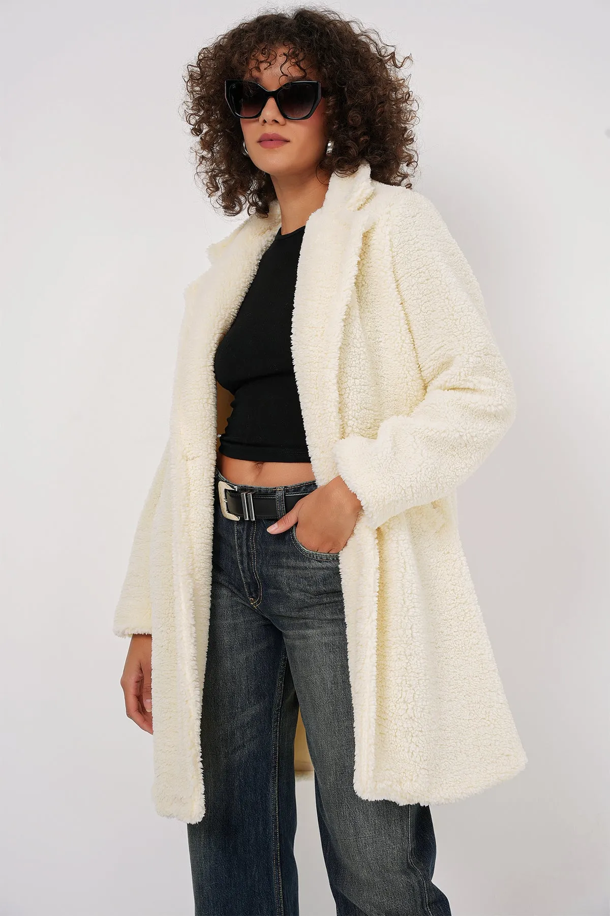 9148 oversize peluş kaban