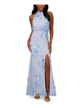 ADRIANNA PAPELL Womens Zippered Sleeveless Mock Neck Full-Length Evening Gown Dress
