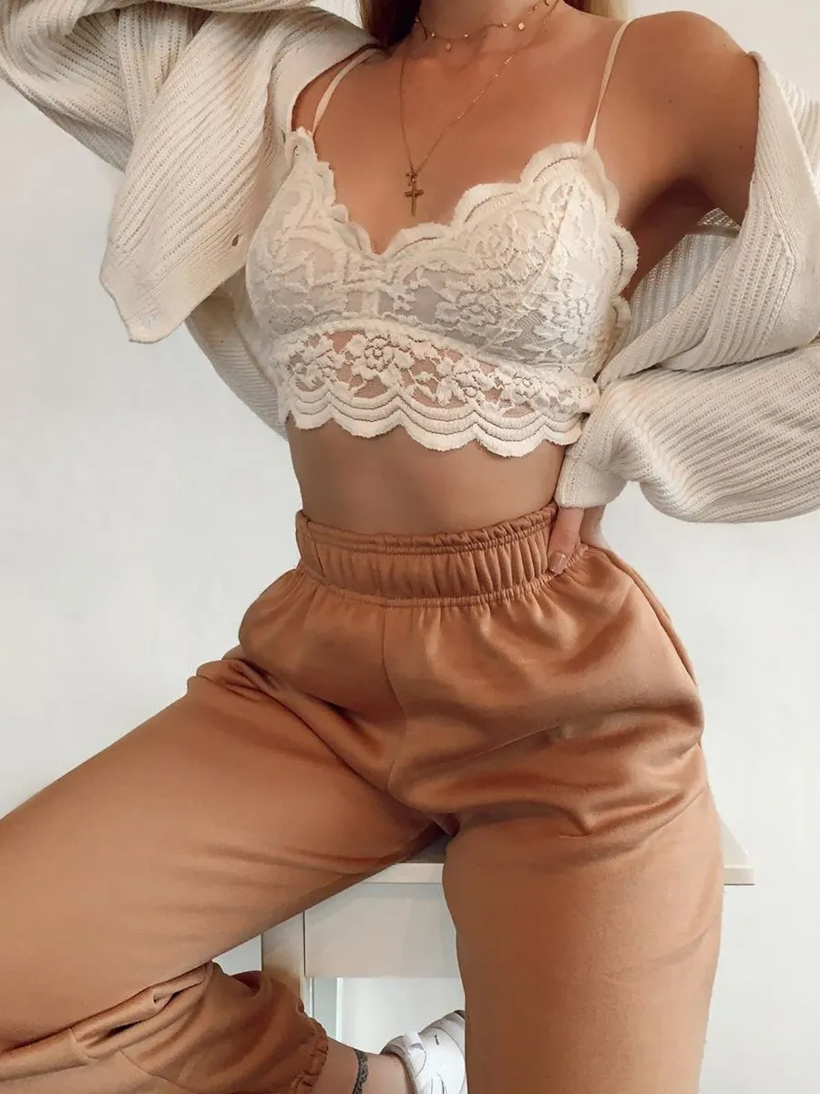Barbara Oversized Fleece Joggers In Camel