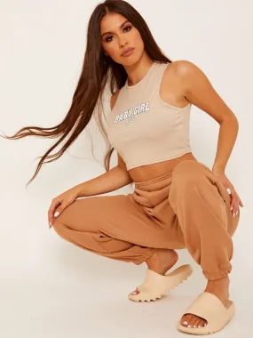 Barbara Oversized Fleece Joggers In Camel