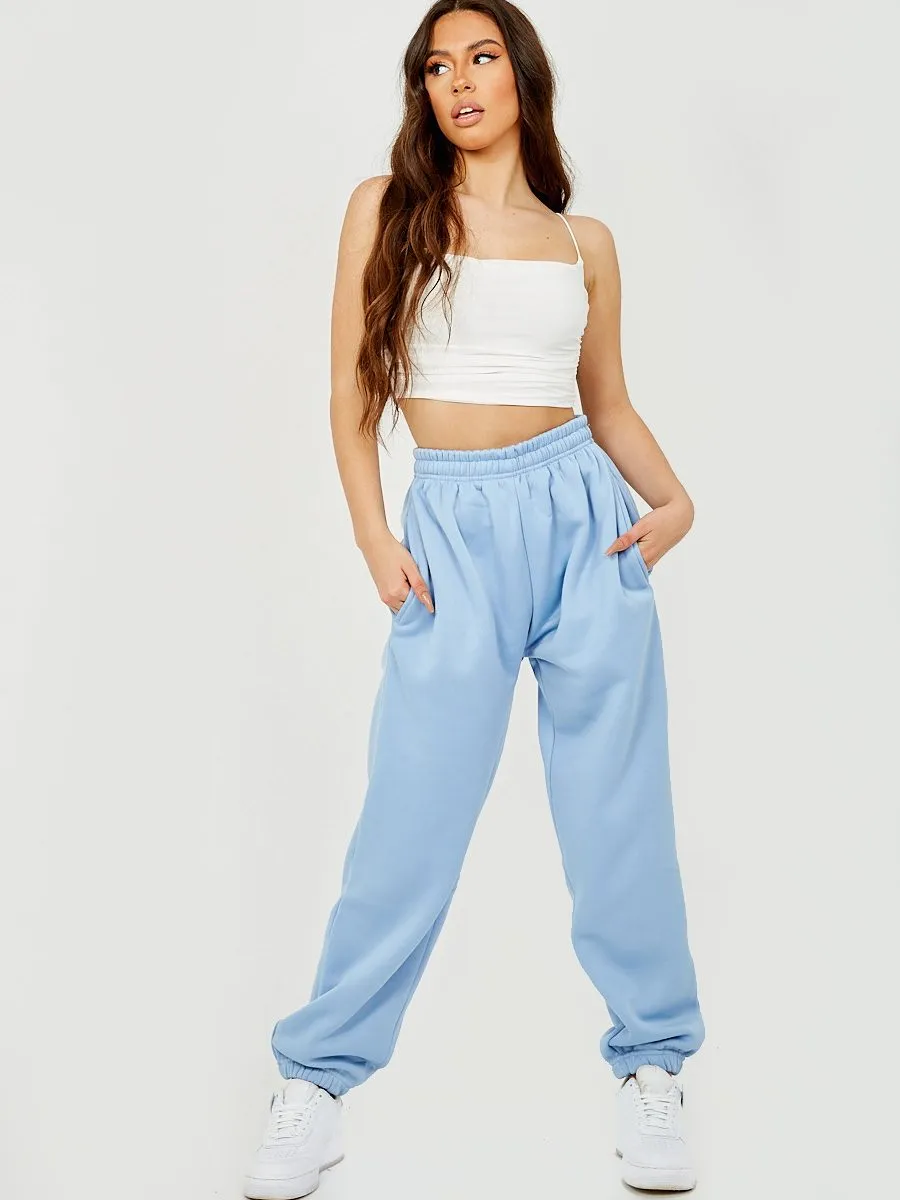 Barbara Oversized Fleeced Joggers In Blue