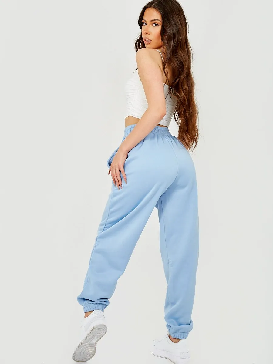 Barbara Oversized Fleeced Joggers In Blue
