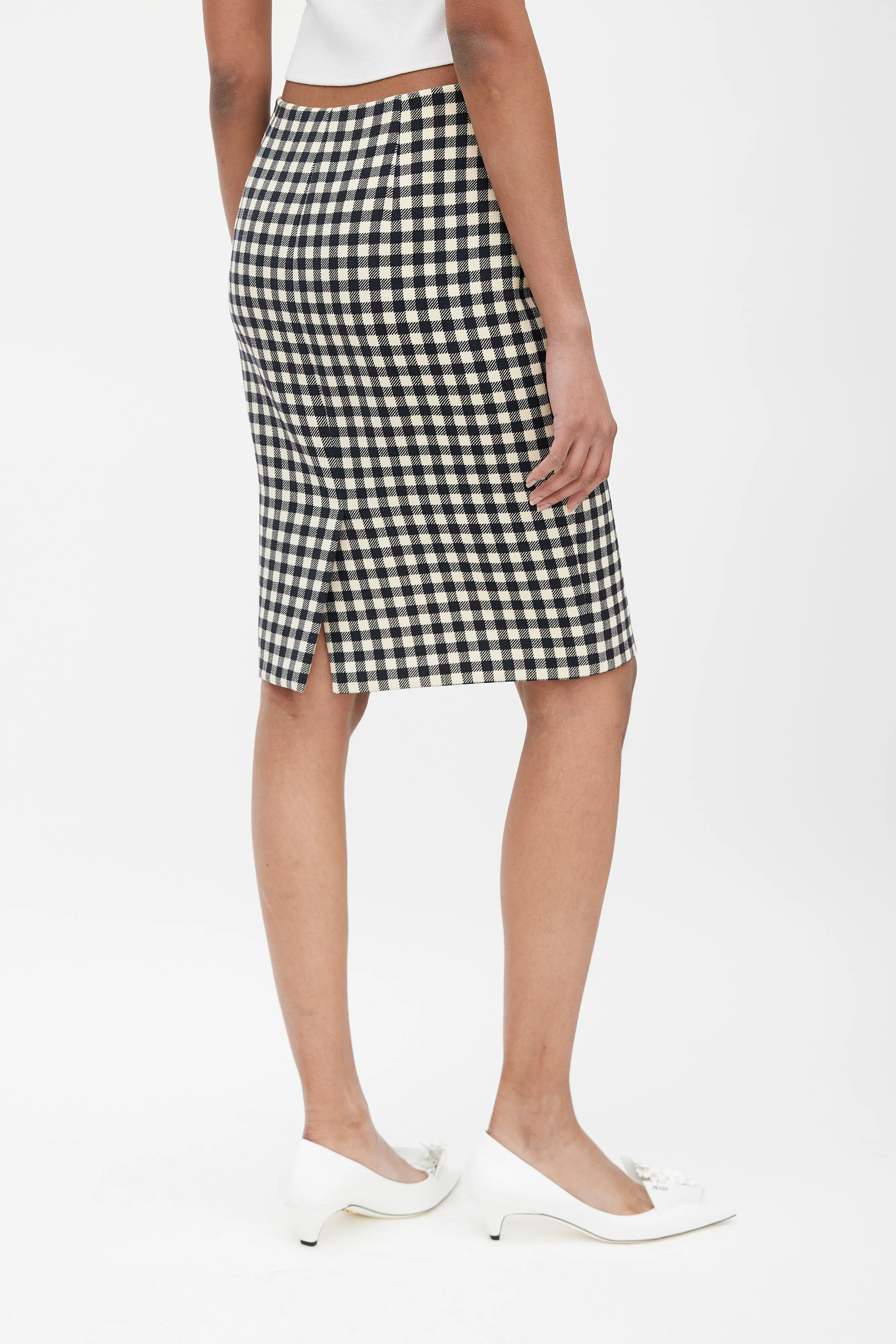 Black & Cream Wool Gingham Skirt