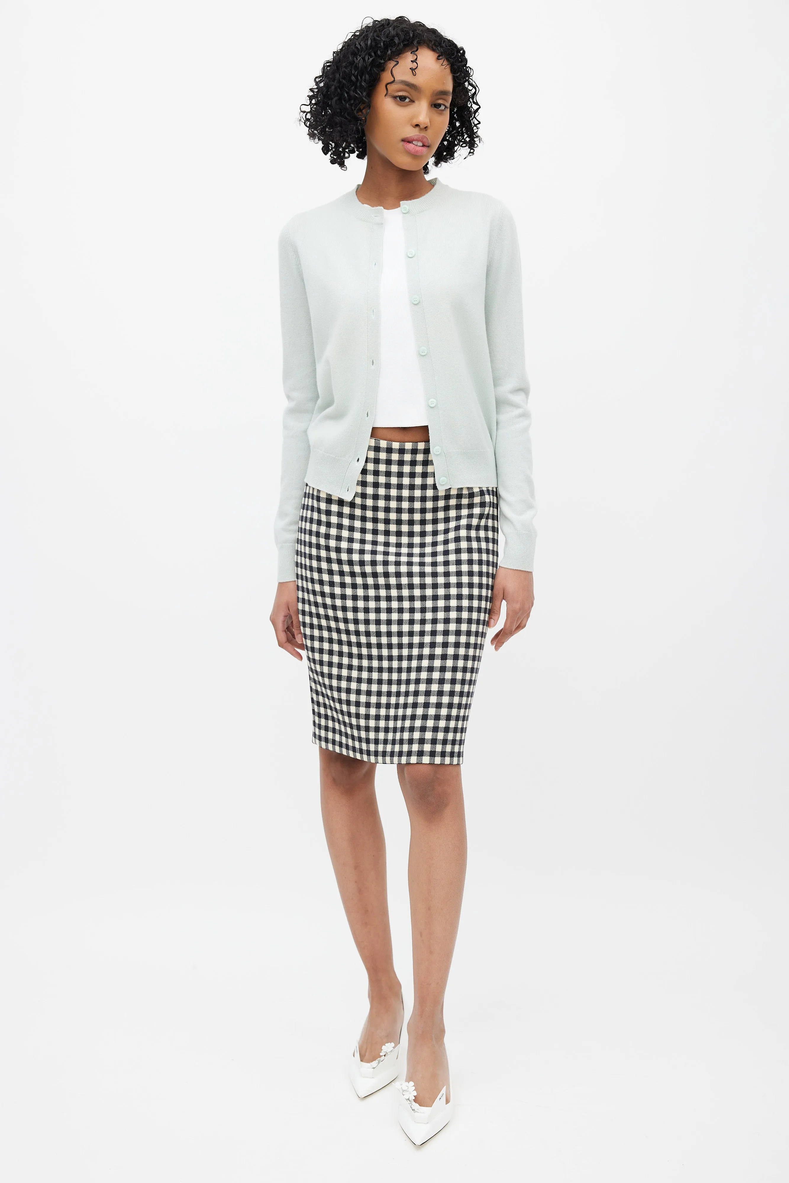 Black & Cream Wool Gingham Skirt