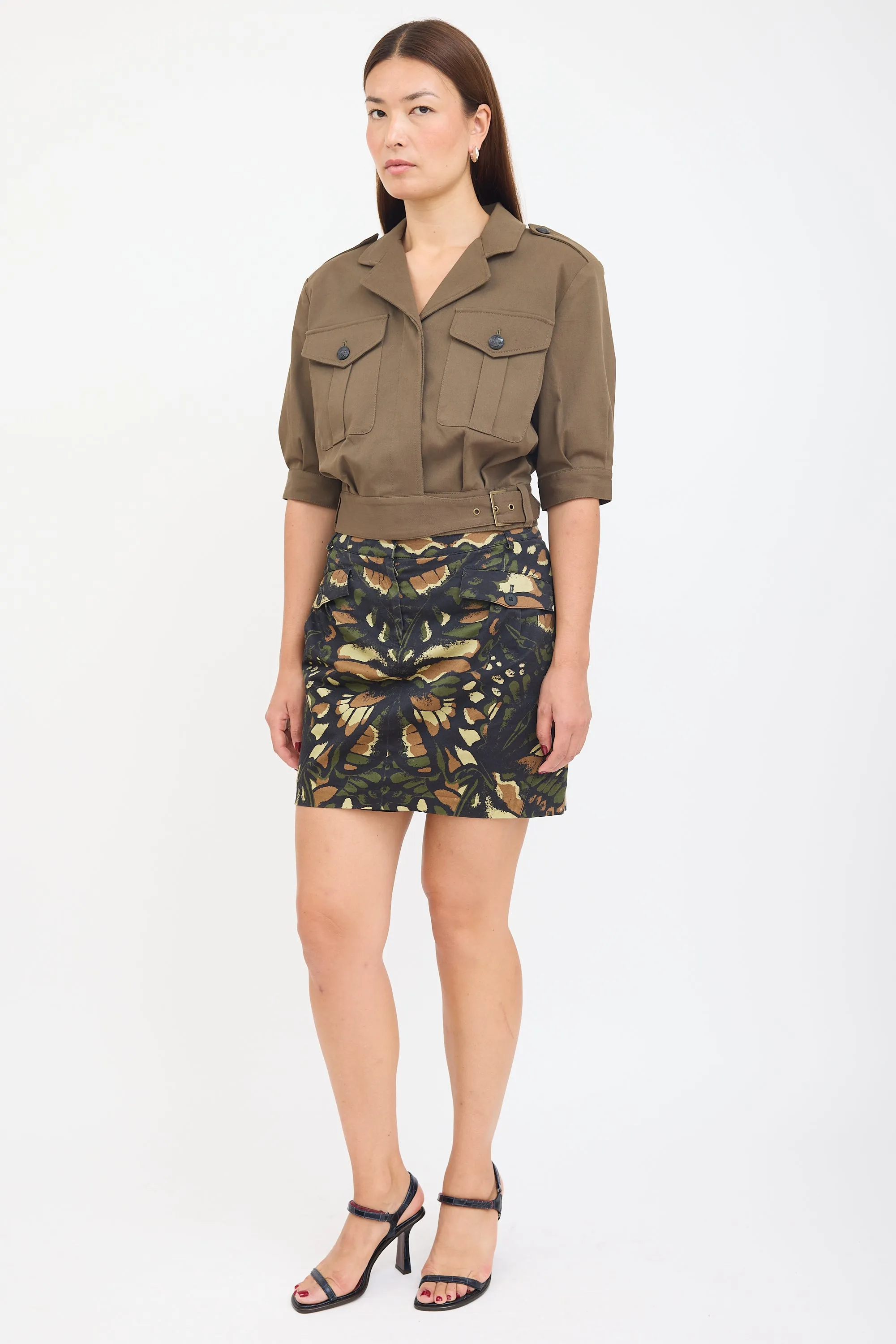 Black & Multicolour Camo Skirt