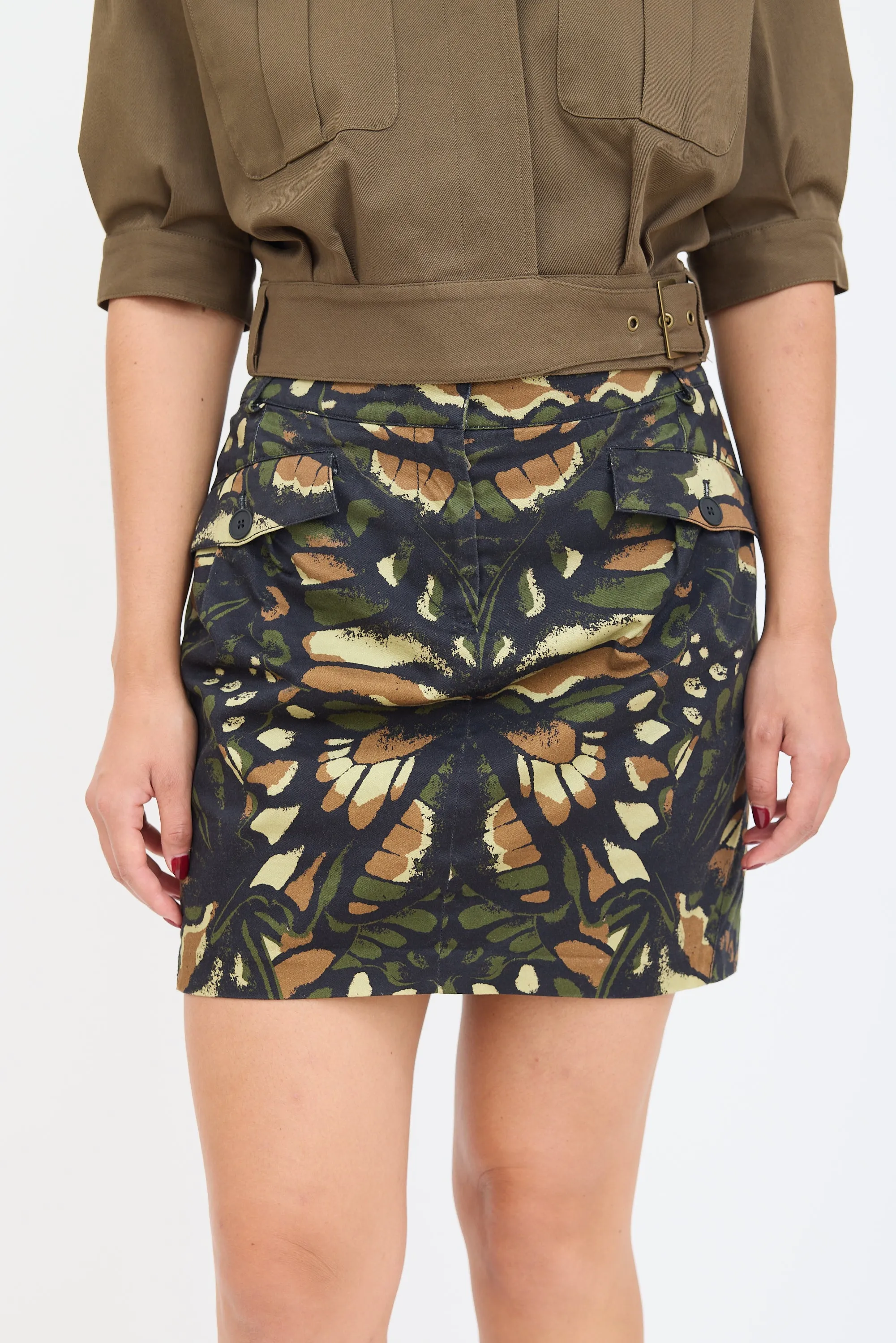 Black & Multicolour Camo Skirt