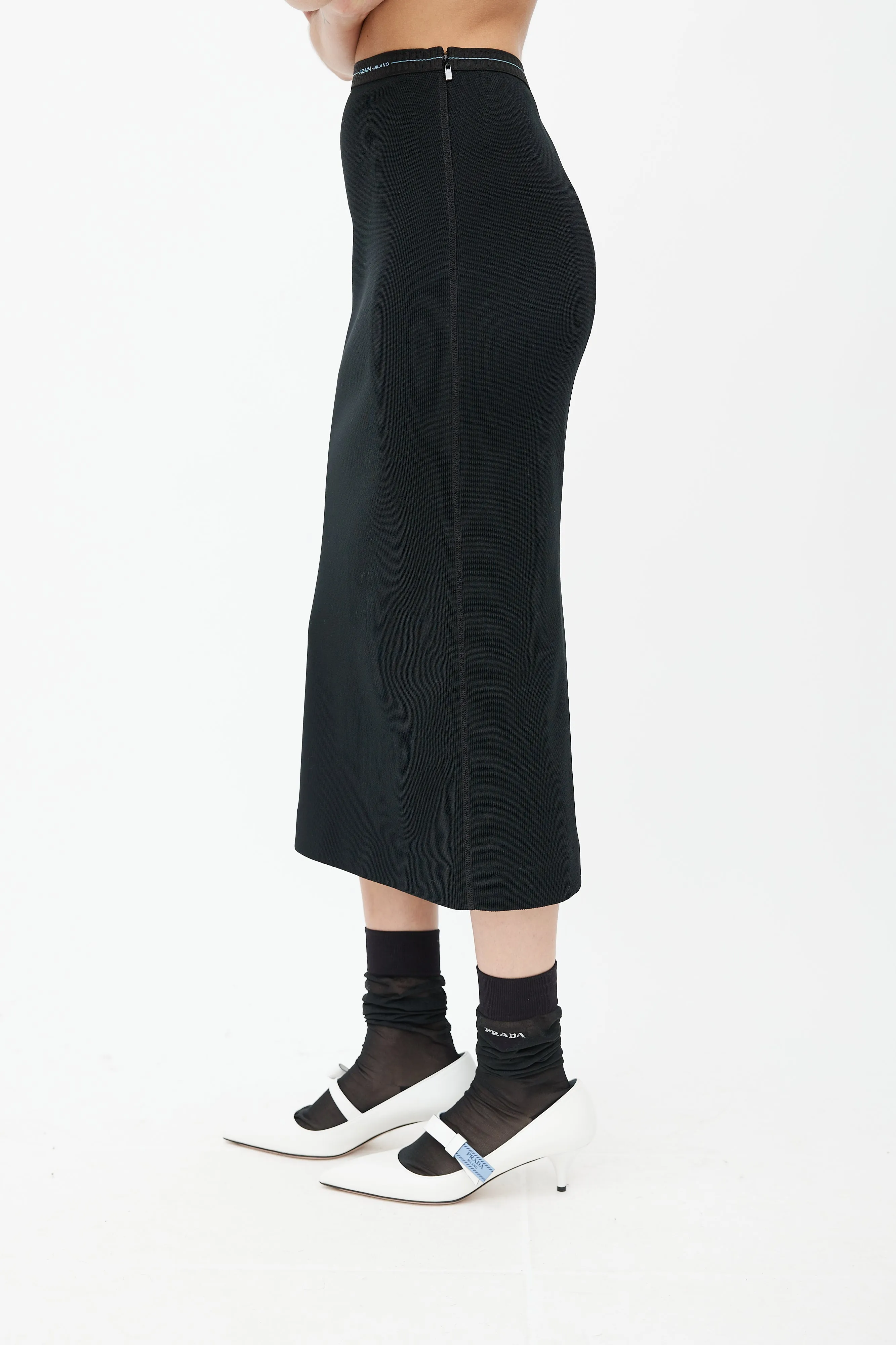 Black Knit Logo Skirt
