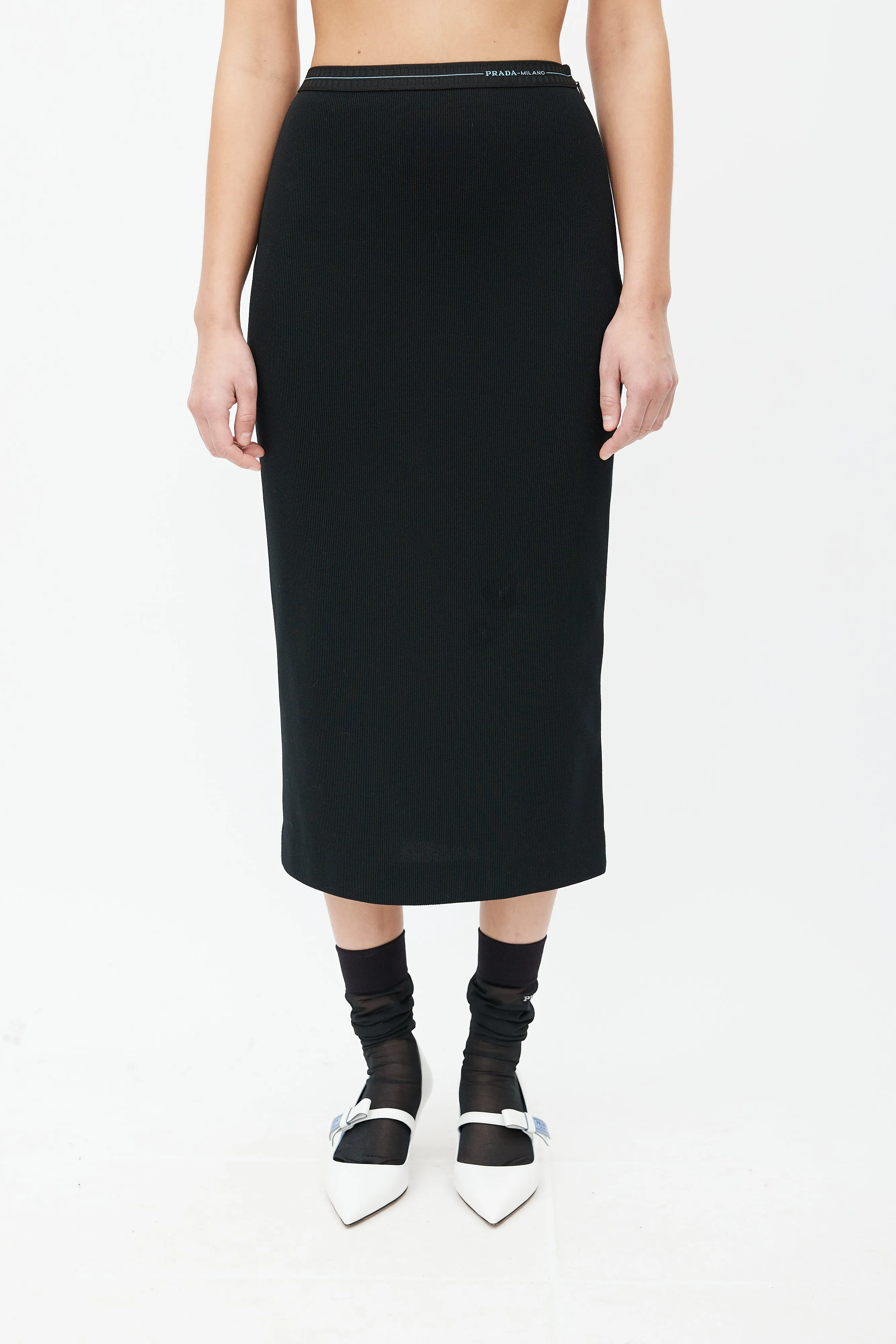 Black Knit Logo Skirt