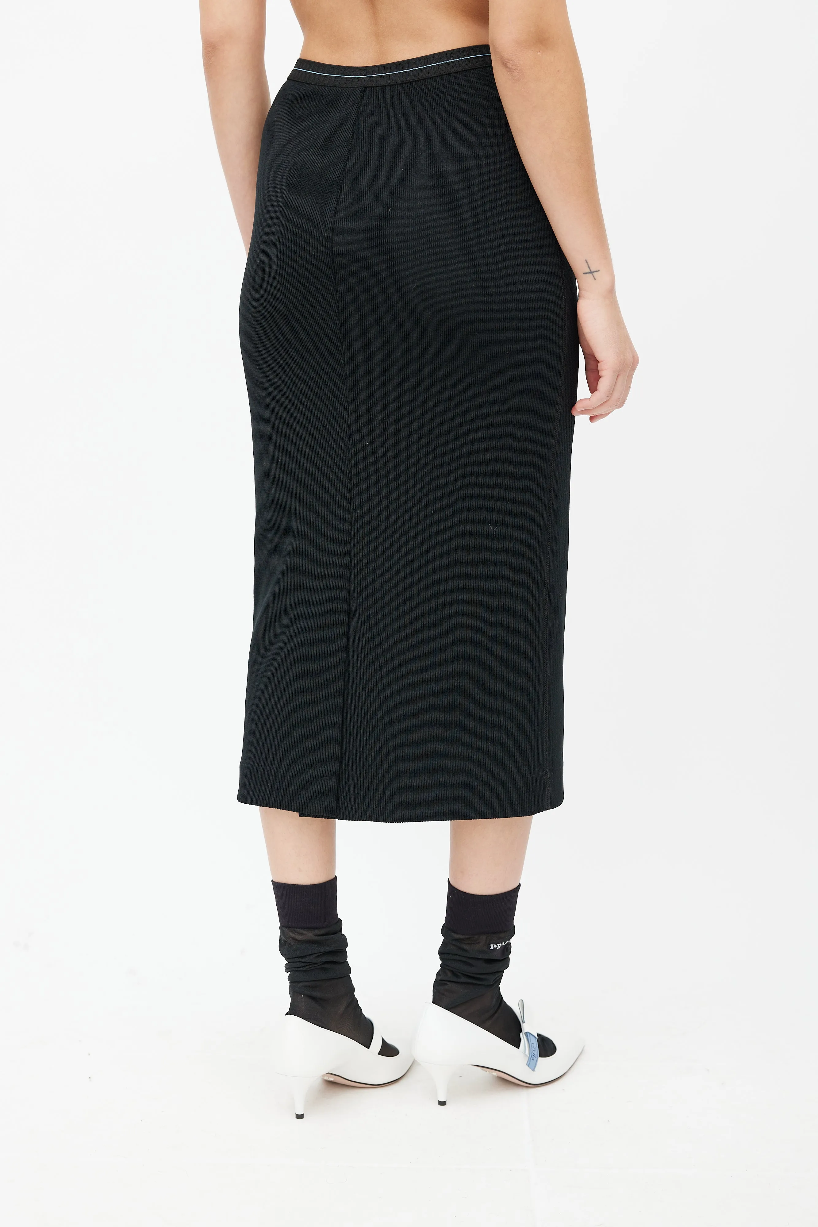 Black Knit Logo Skirt