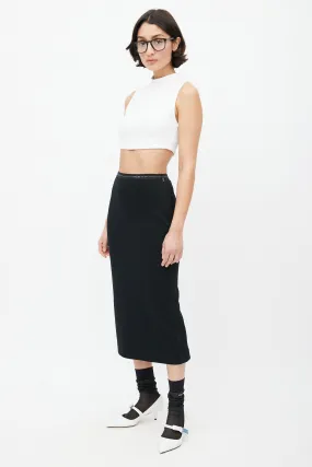Black Knit Logo Skirt
