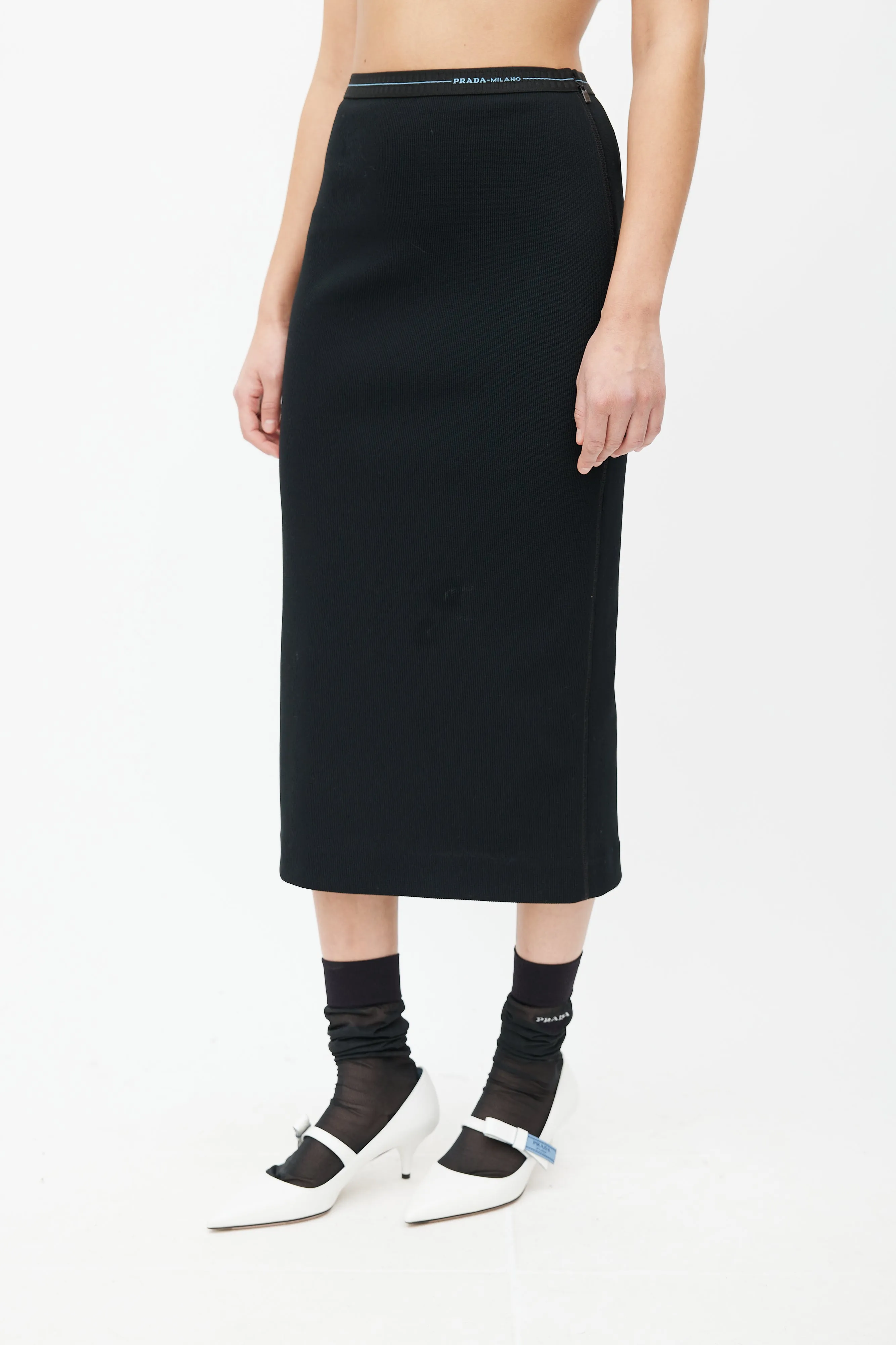 Black Knit Logo Skirt