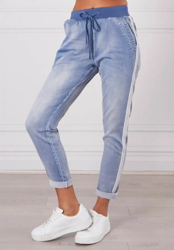 Boston Denim Joggers - Light Blue Wash
