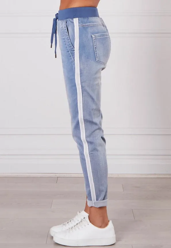 Boston Denim Joggers - Light Blue Wash