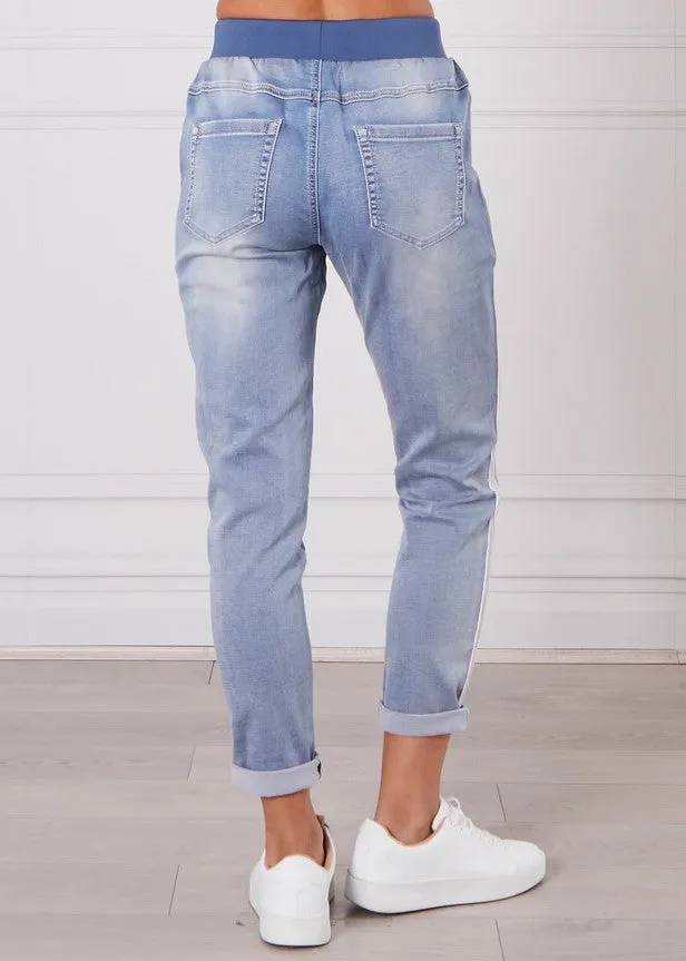 Boston Denim Joggers - Light Blue Wash