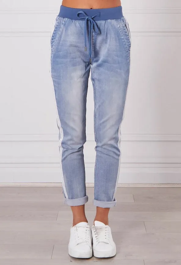 Boston Denim Joggers - Light Blue Wash