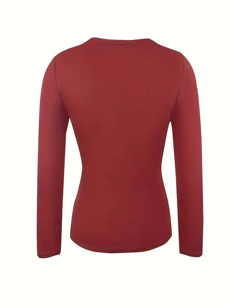 Camel Mock Neck Long Sleeve Shirt