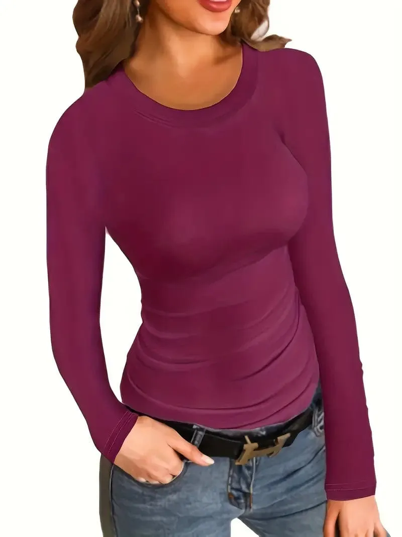 Camel Mock Neck Long Sleeve Shirt