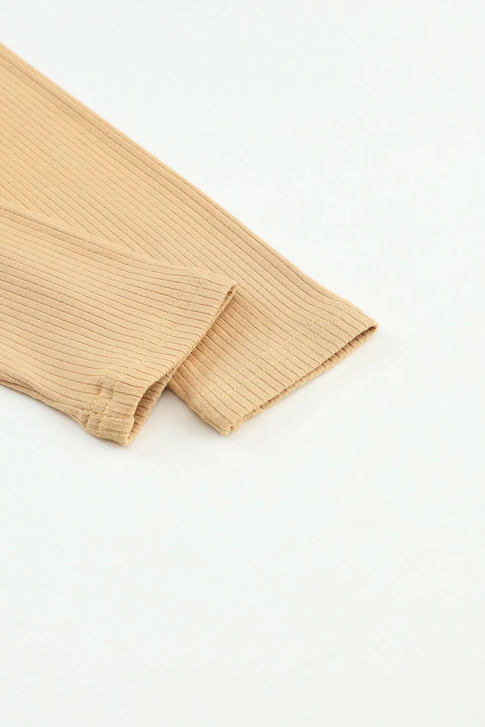 Camel Mock Neck Long Sleeve Shirt