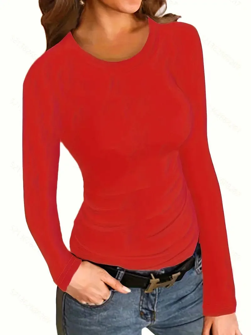 Camel Mock Neck Long Sleeve Shirt
