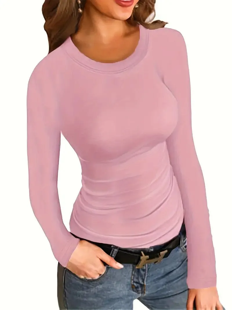 Camel Mock Neck Long Sleeve Shirt