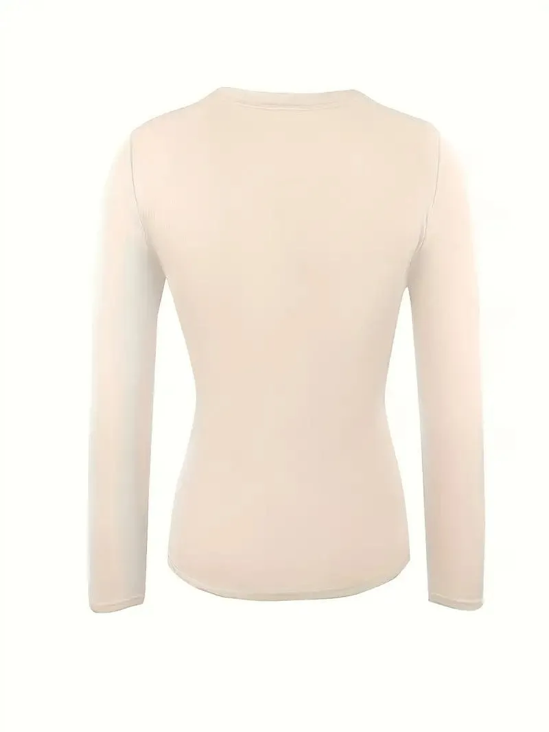 Camel Mock Neck Long Sleeve Shirt
