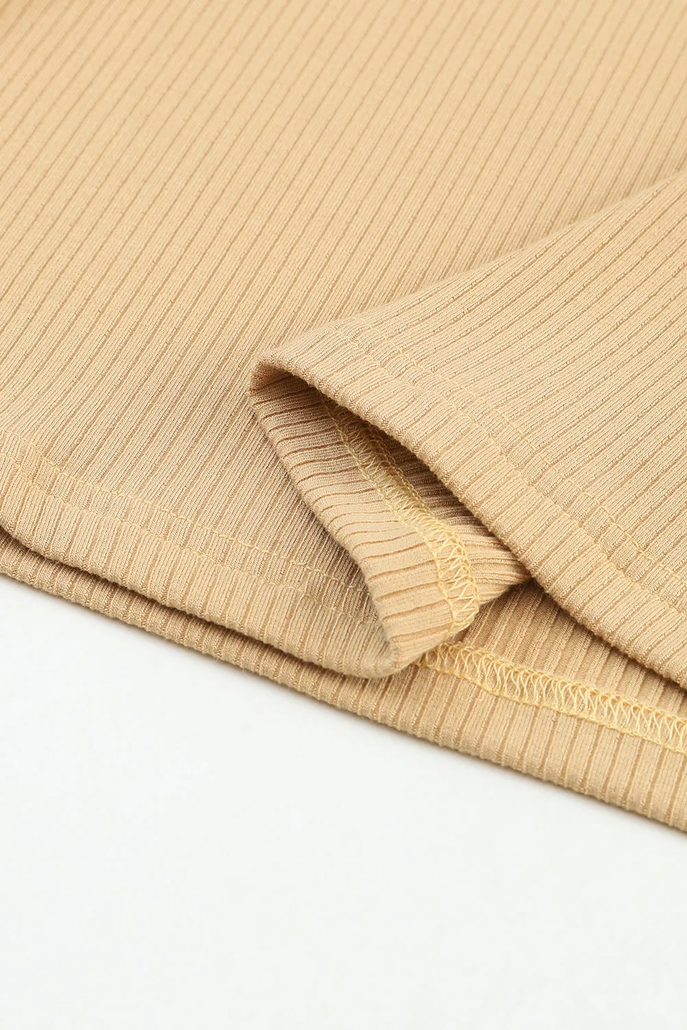 Camel Mock Neck Long Sleeve Shirt