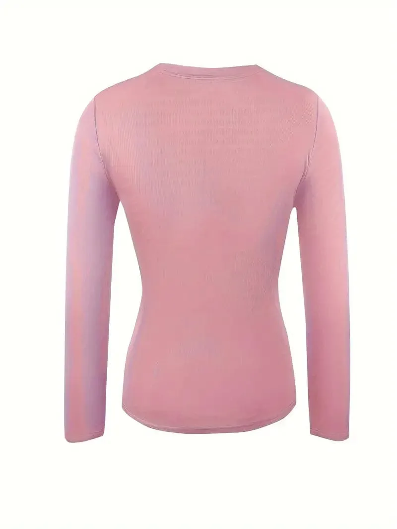 Camel Mock Neck Long Sleeve Shirt