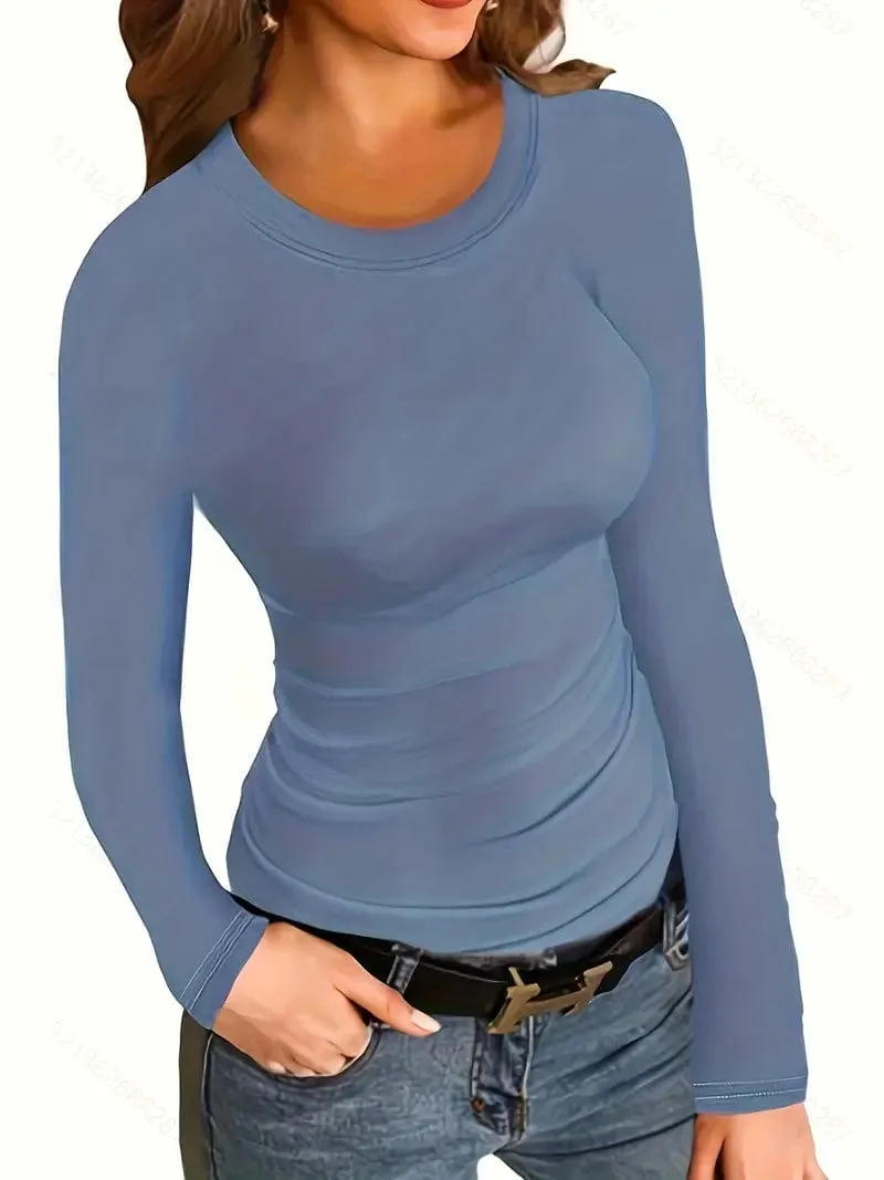 Camel Mock Neck Long Sleeve Shirt