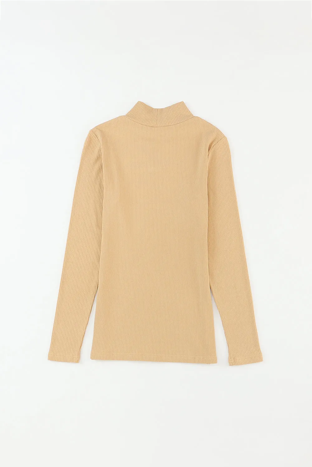 Camel Mock Neck Long Sleeve Shirt