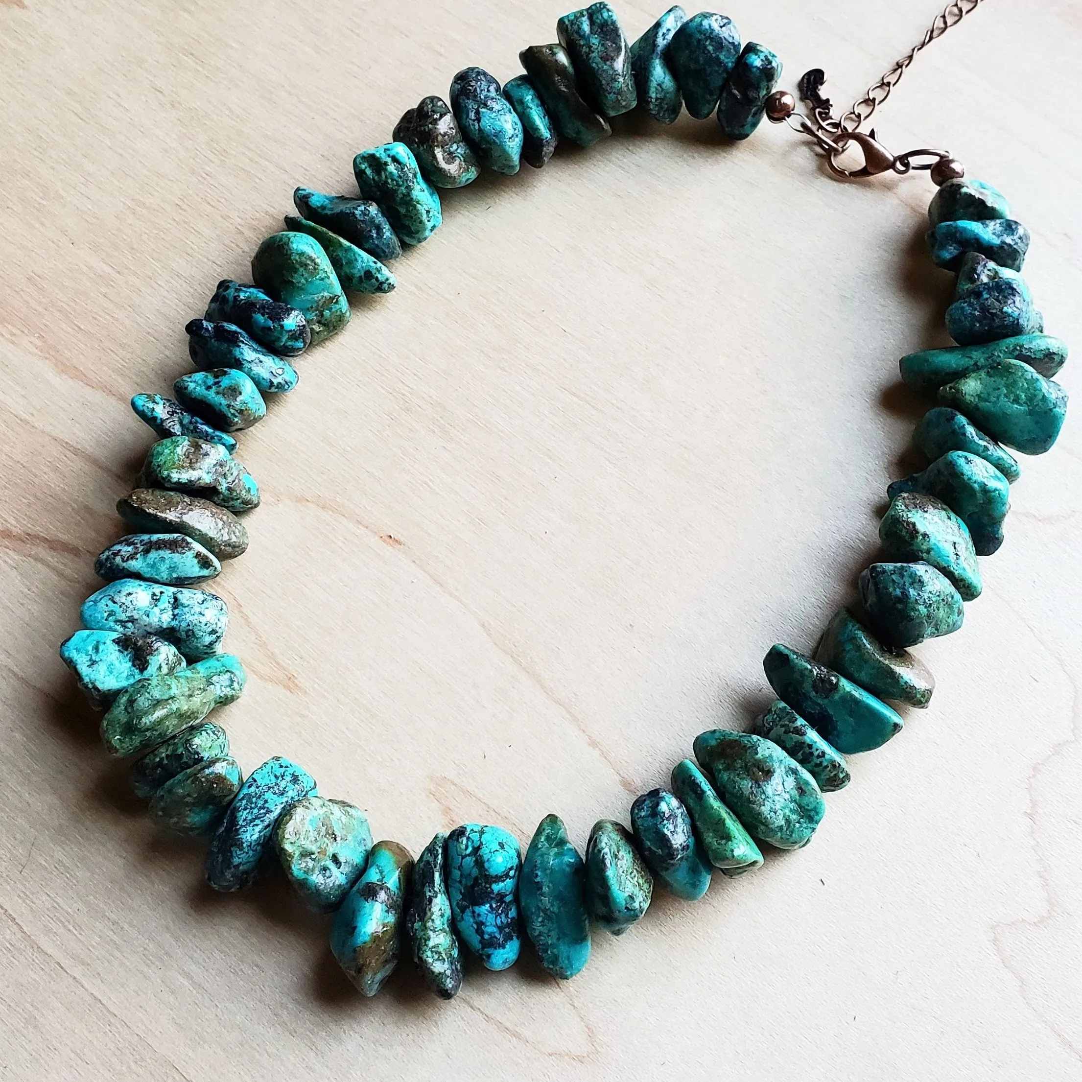 Chunky Genuine Natural Turquoise Beaded Collar Necklace 245b