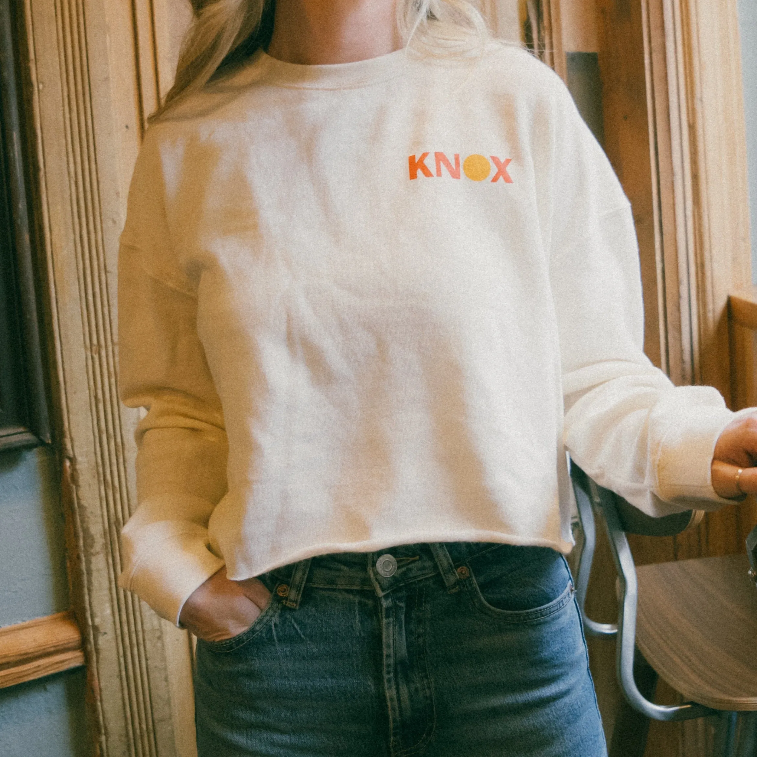 Cropped Cream Crewneck