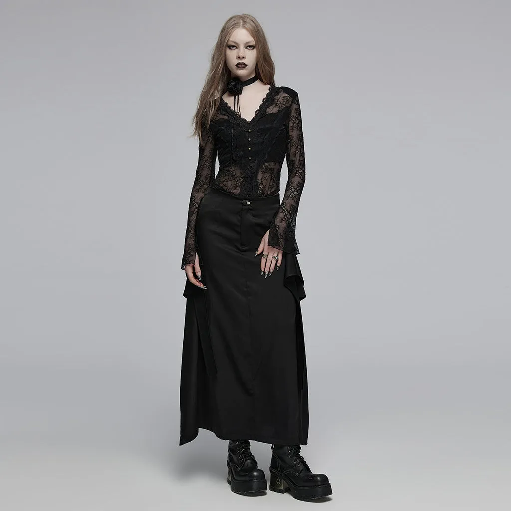 Cross strap mid waist long skirt OPQ-1431BQF