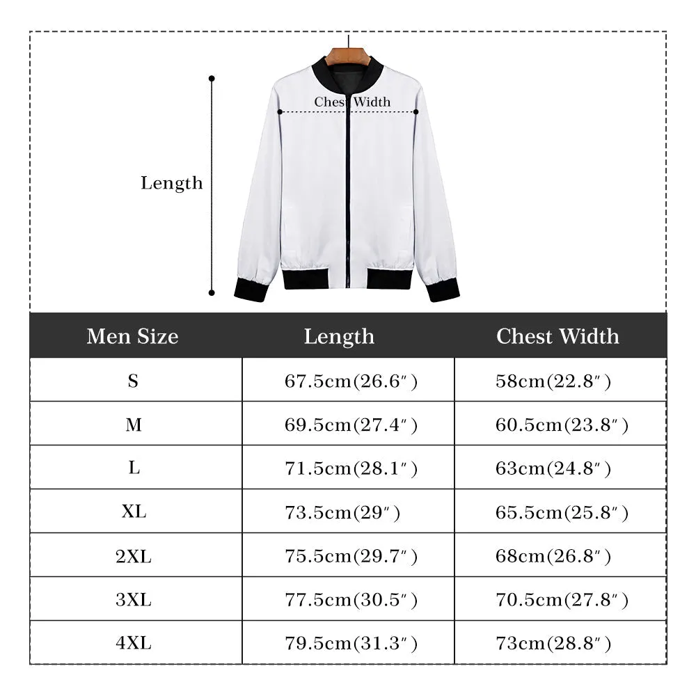 Distorted Black and White Ink Pattern Lightweight Bomber Jacket