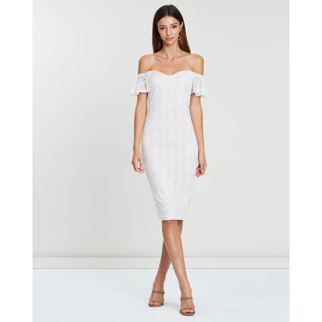 Fresh Soul White & Pink Lace Off Shoulder Dress
