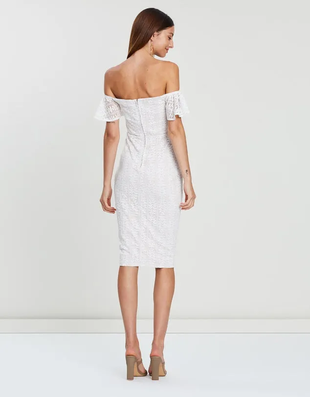 Fresh Soul White & Pink Lace Off Shoulder Dress