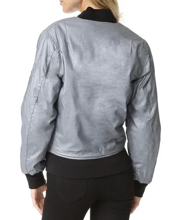 Gene Metallic Puffy Bomber Jacket