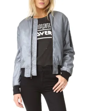Gene Metallic Puffy Bomber Jacket