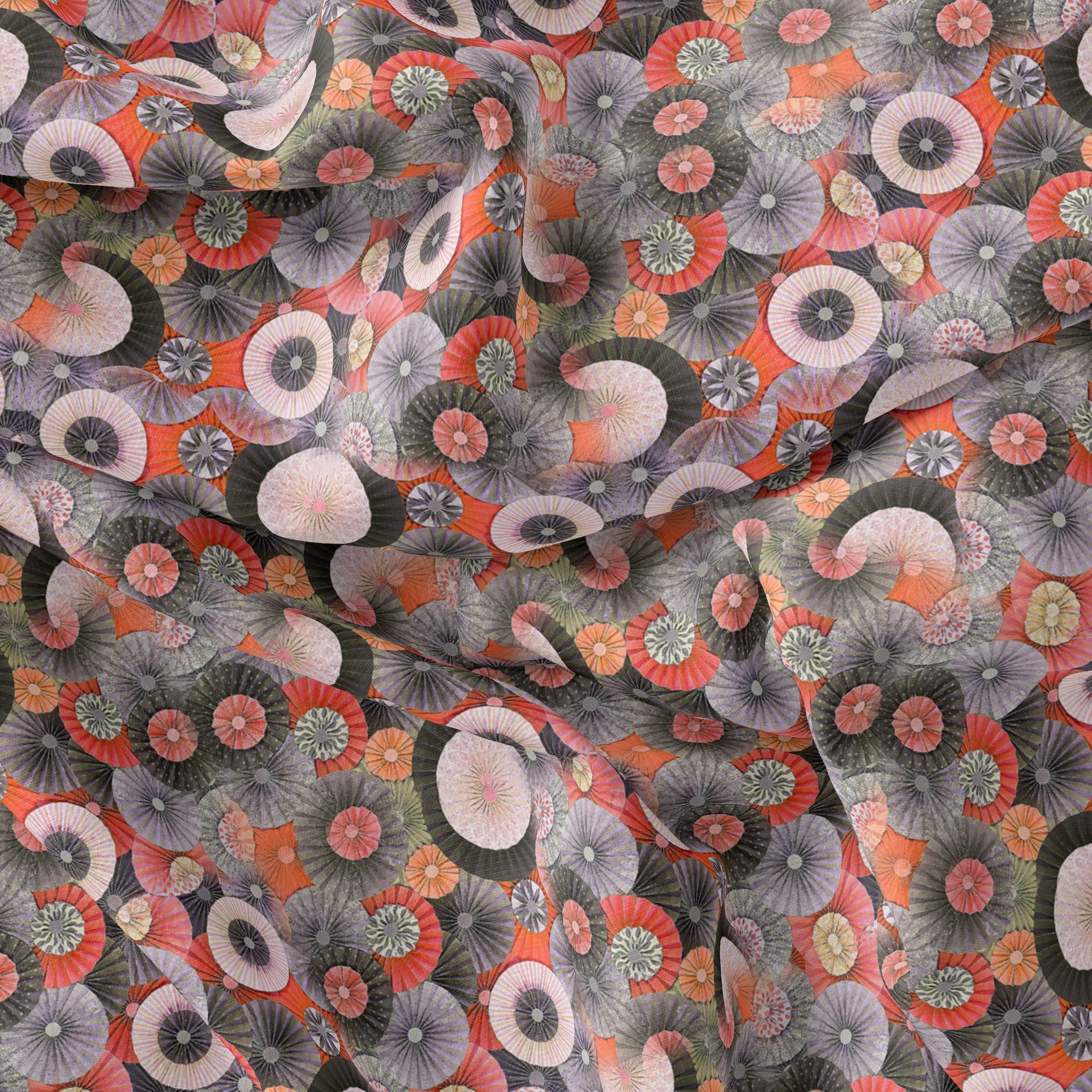 Glam Polished Multicolour Rounded Digital Printed Fabric - Weightless