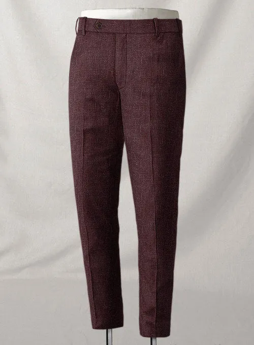 Italian Murano Maroon Wool Linen Pants