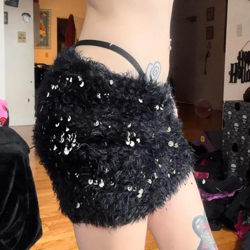Janell Sequin Plush Mini Skirt