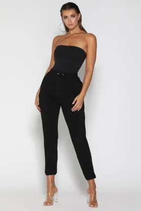 Jasmine Elastic Waist Jogger Pants - Black