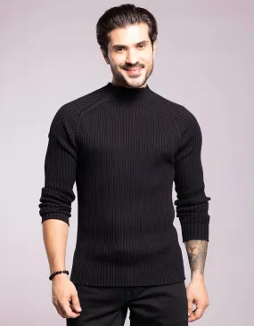Jet Black High Neck Pullover Sweater