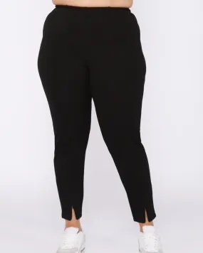 Jina Zip Slit Front Leggings | Black