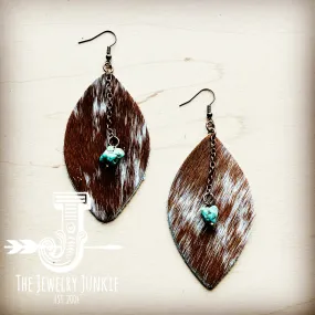 Leather Oval w/ Turquoise Drop in Speckled Hair-on-Hide 218c