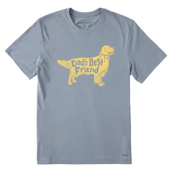 Men's Dad's Best Friend Golden Retriever Short-Sleeve Crusher-LITE Tee - Stone Blue