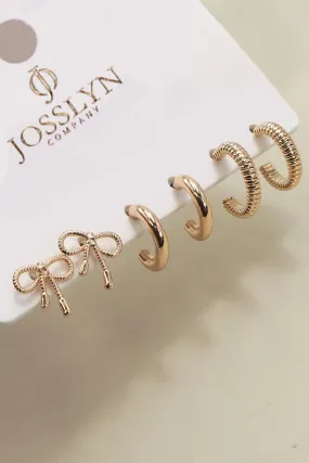 Mini Bow Huggie Trio Set