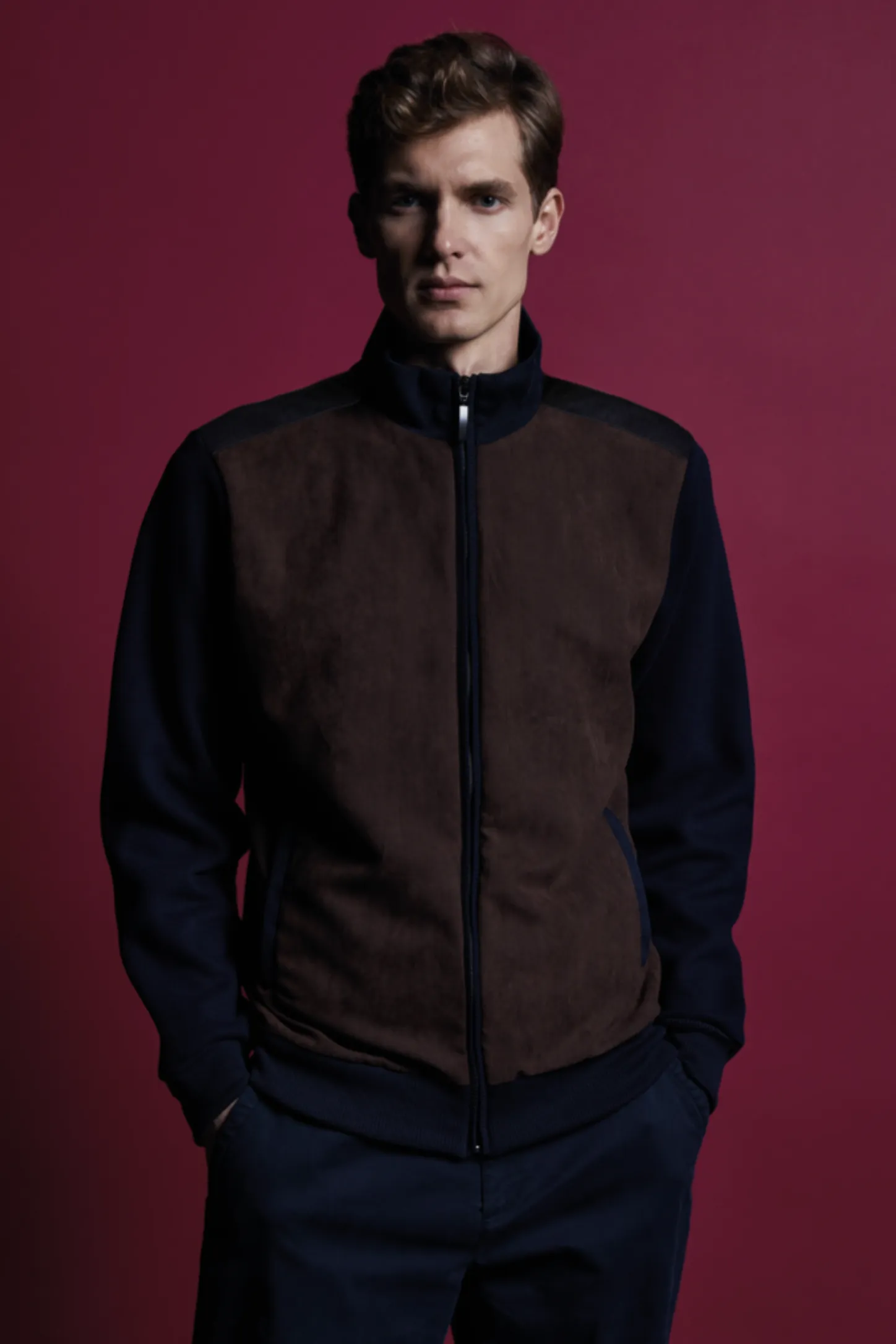 Navy Zip Front
