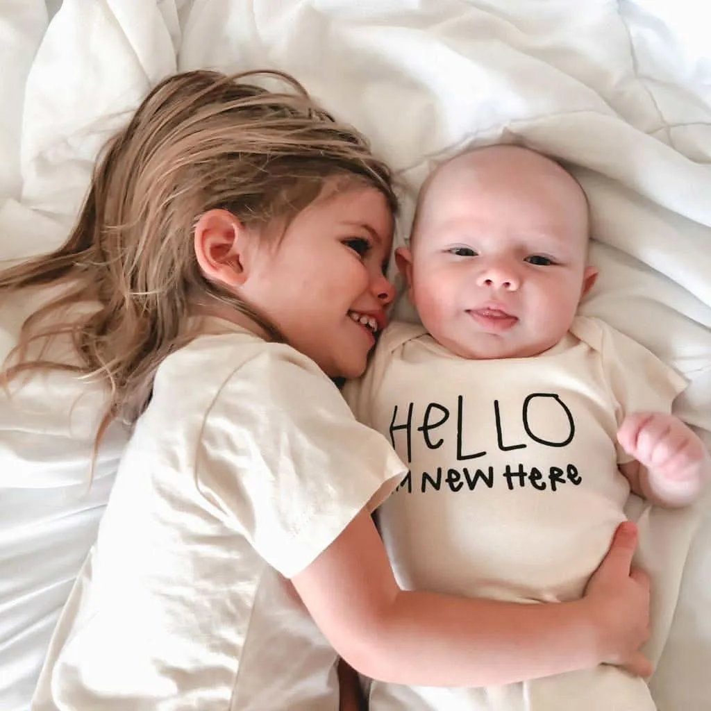 Tenth & Pine Hello I'm New Here Organic Cotton Onesie